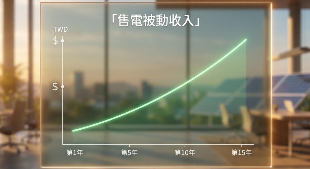 八芳元太陽能售電收益示意，屋頂變電廠創造被動收入